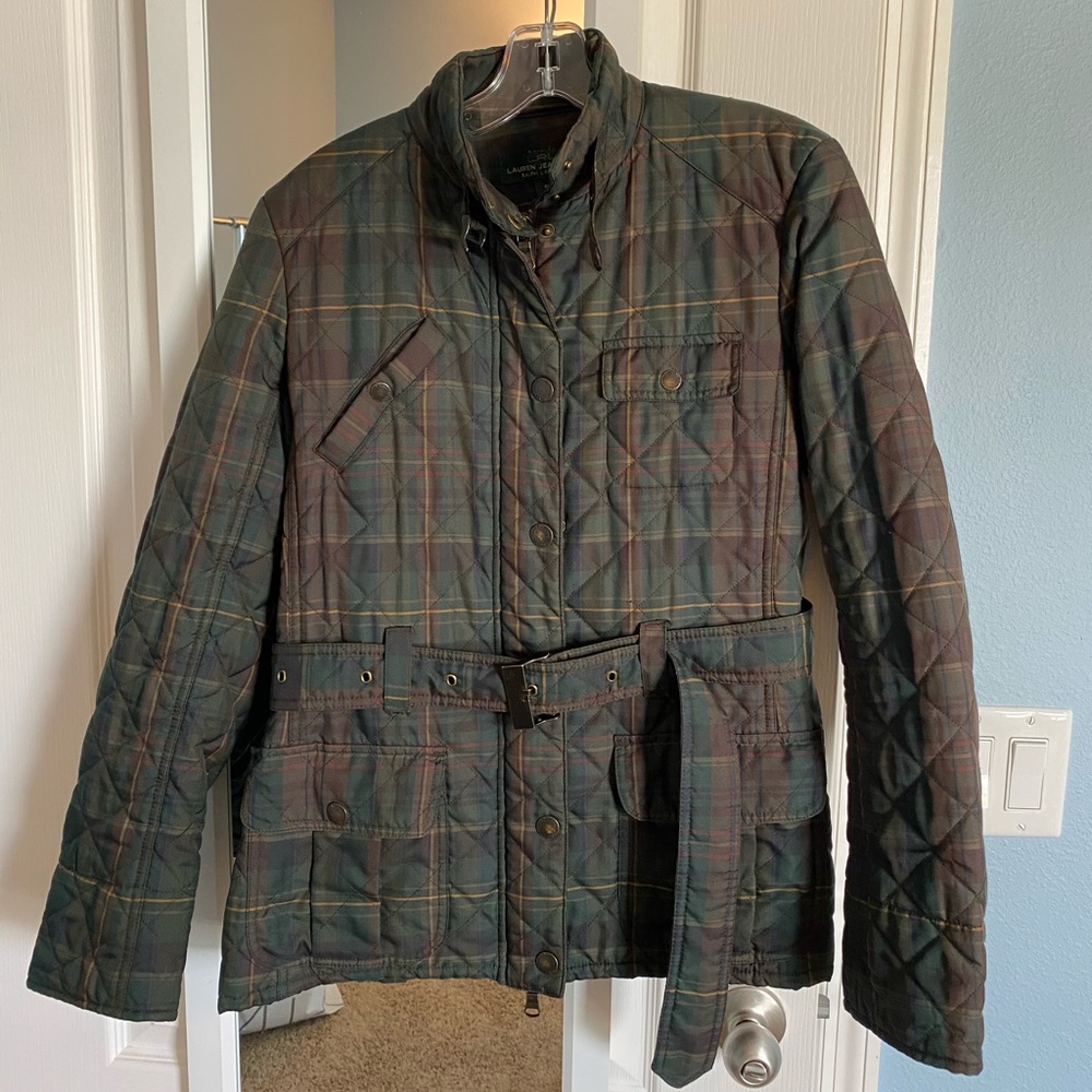 Ralph Lauren lightweight plaid puffer jacket
